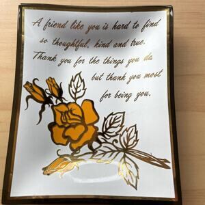 Friend Glass Plaque Houze ART Pt Marion PA USA made Vintage  with stand